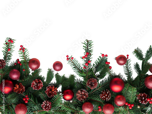 christmas border with lights garland and coniferous branches Illustration xmas evergreen Cute vecter minimal decoration banner and cover advertising merry christmas