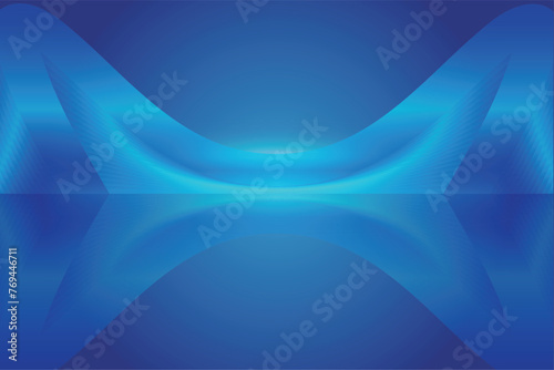 Blue technological curved lines abstract building square vector background