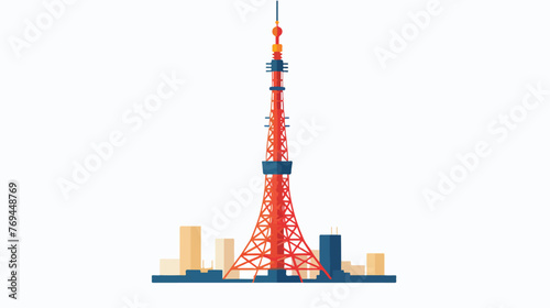 Tokyo tower icon over white background vector illus
