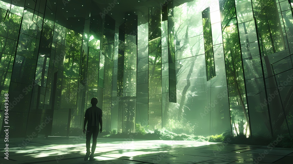 forest with glass blocks illustration background poster decorative painting