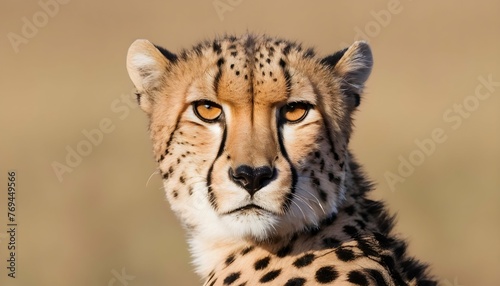 A Cheetah With Its Ears Perked Forward Listening