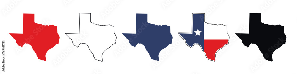 Texas map icon set, Texas map isolated on transparent background ...