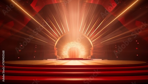 Red golden ceremony award stage venue background.