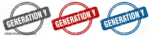 generation y stamp. generation y sign. generation y label set