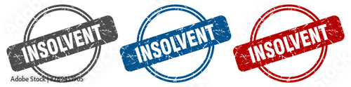 insolvent stamp. insolvent sign. insolvent label set