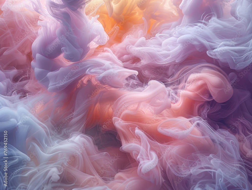 A captivating display of dynamic textures and ethereal smoke patterns, where each wisp dances in a spectrum of rainbow hues, evoking a sense of wonder