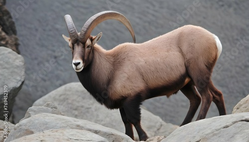 An Ibex With Its Fur Patterned Like The Surroundin