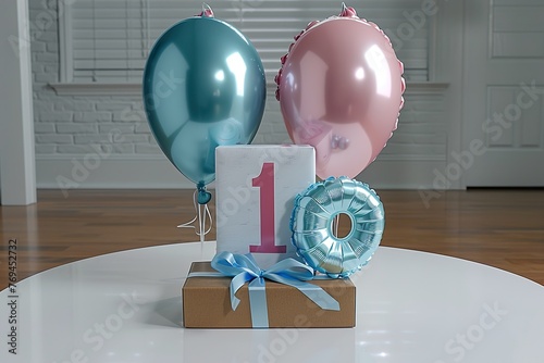 Fototapeta birthday cake with balloons