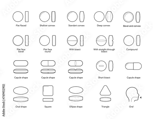 Pill shape set icons. The outline icons are well scalable and editable. Contrasting elements are good for different backgrounds. Ready for your design. EPS10.