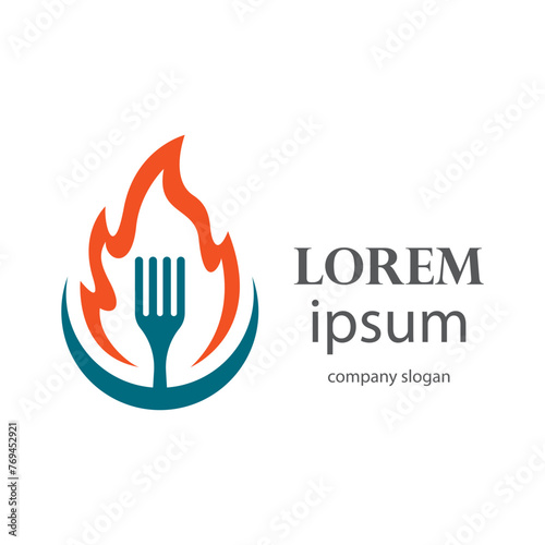 flaming hot grill logo design