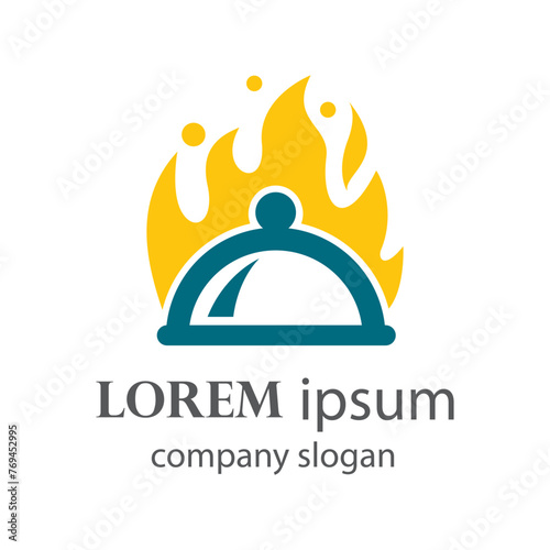 flaming hot and spicy food logo design