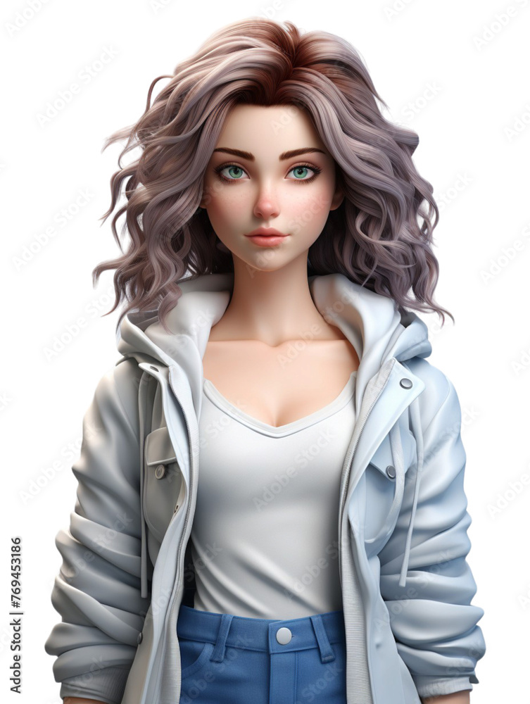 3d illustration portrait of beautiful woman model, isolated on transparent background, genaratif ai 3d illustration portrait of beautiful woman model, isolated on transparent background, genaratif ai