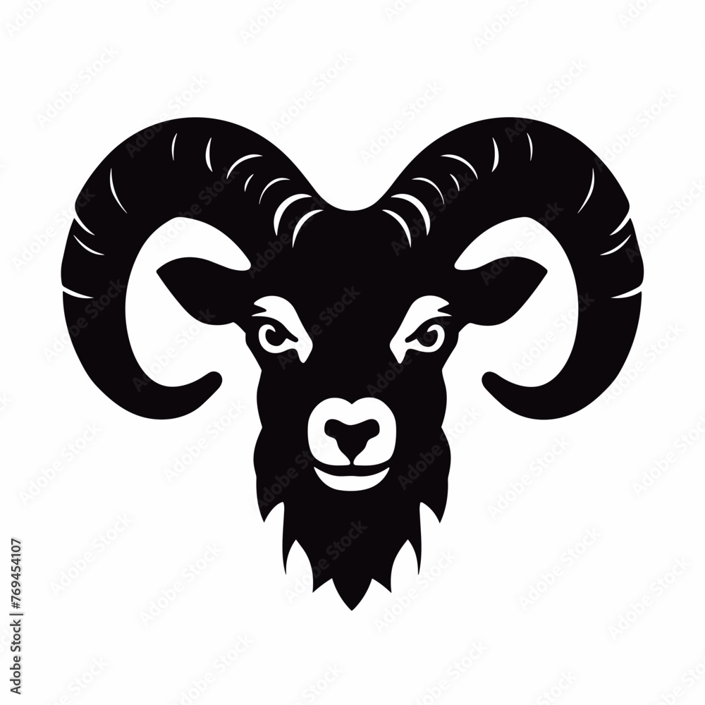 Ram black icon on white background. Ram silhouette