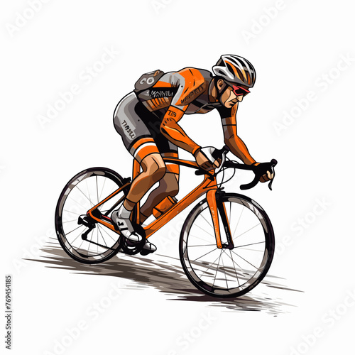 Road cyclist hand-drawn illustration. Cyclist. Vector doodle style cartoon illustration