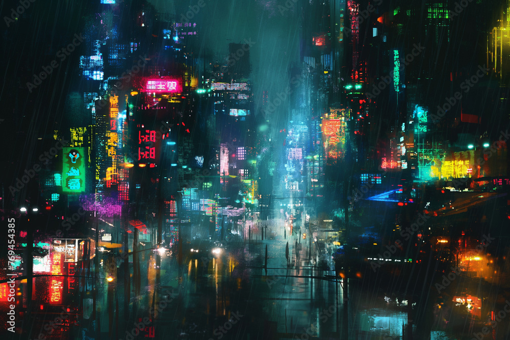 cyberpunk neon street background