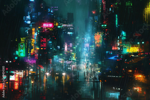 cyberpunk neon street background