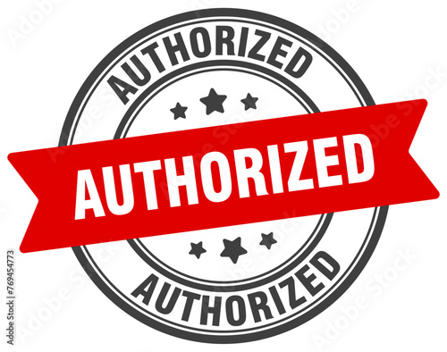 authorized stamp. authorized label on transparent background. round sign