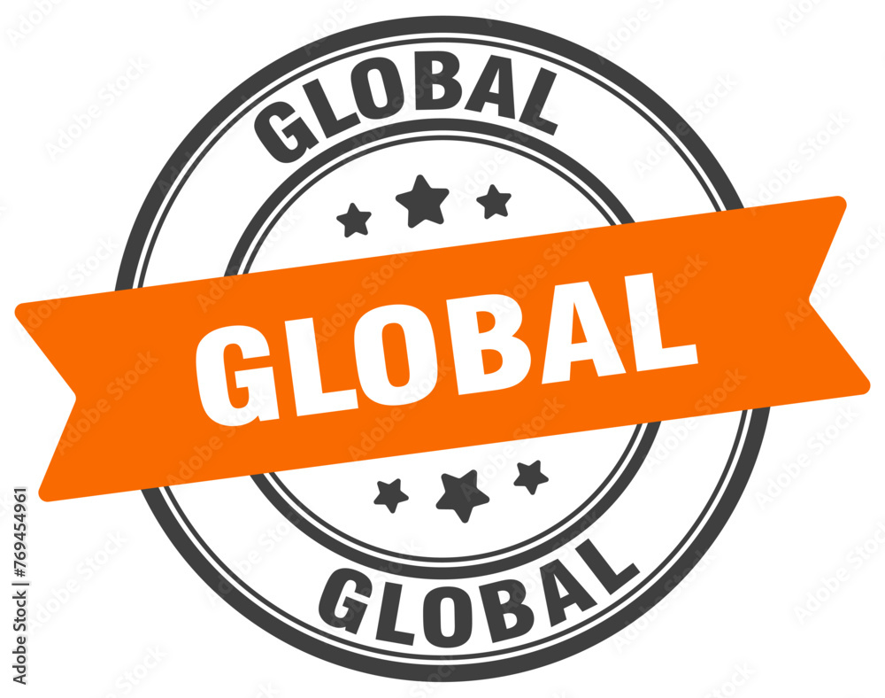 global stamp. global label on transparent background. round sign