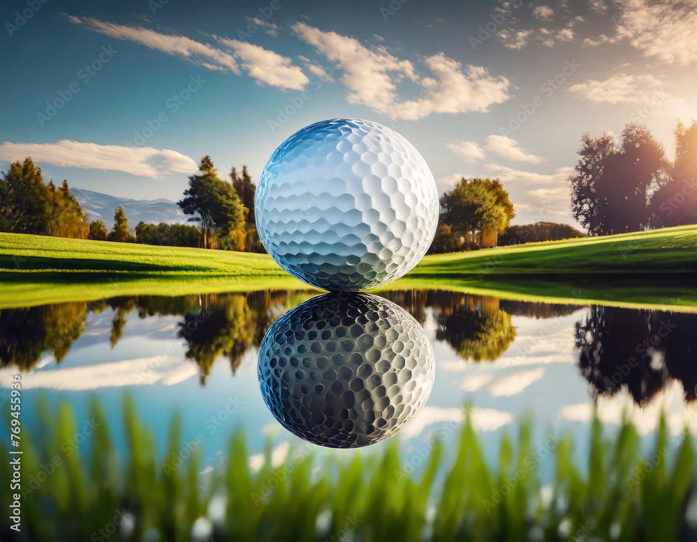 A golf ball is floating in a pond A golf ball is floating in a pond