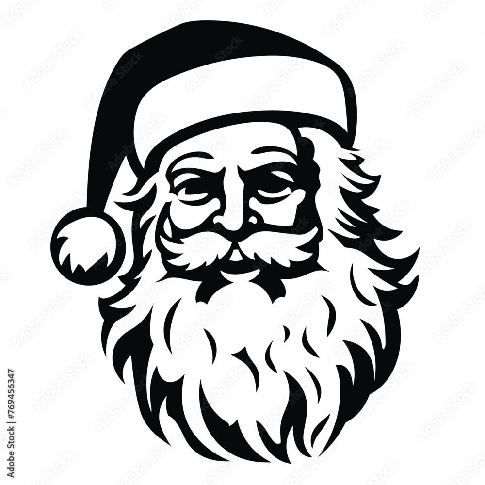 Santa Claus black icon on white background. Santa Claus silhouette Santa Claus black icon on white background. Santa Claus silhouette