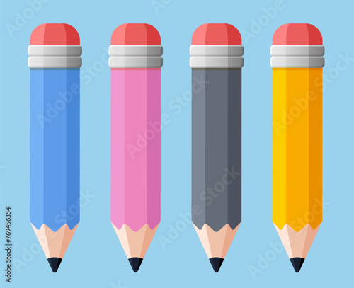 pencils set flat design isolated