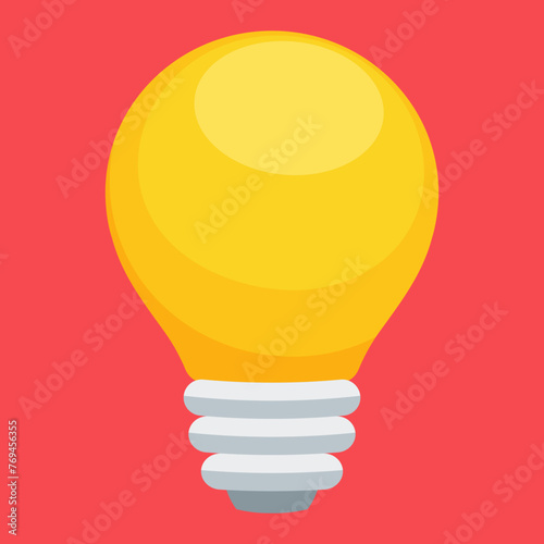 yellow light bulb flat icon