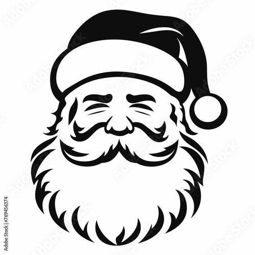 Santa Claus black icon on white background. Santa Claus silhouette