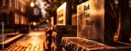 Stones or monoliths in the street that say "black lives matter"