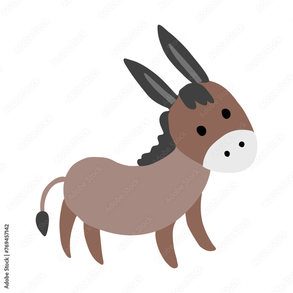 Brown Donkey vector cartoon illustration isolated on white background