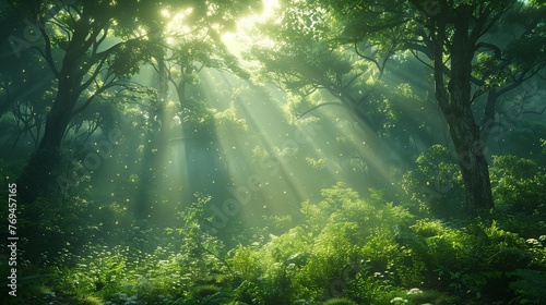 sun rays in the forest