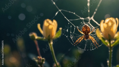 A closeup photo of a delicate spiderweb
