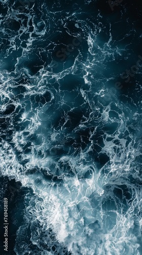The image shows a vast expanse of the ocean, with deep blue waters gradually transitioning to black depths, background, wallpaper
