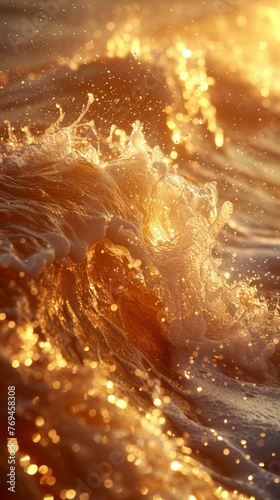 Gold water waves close-up shoot by canon camera.