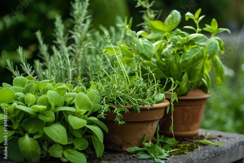 fresh herbs representing europe in a garden setting