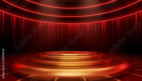 Red golden ceremony award stage venue background.