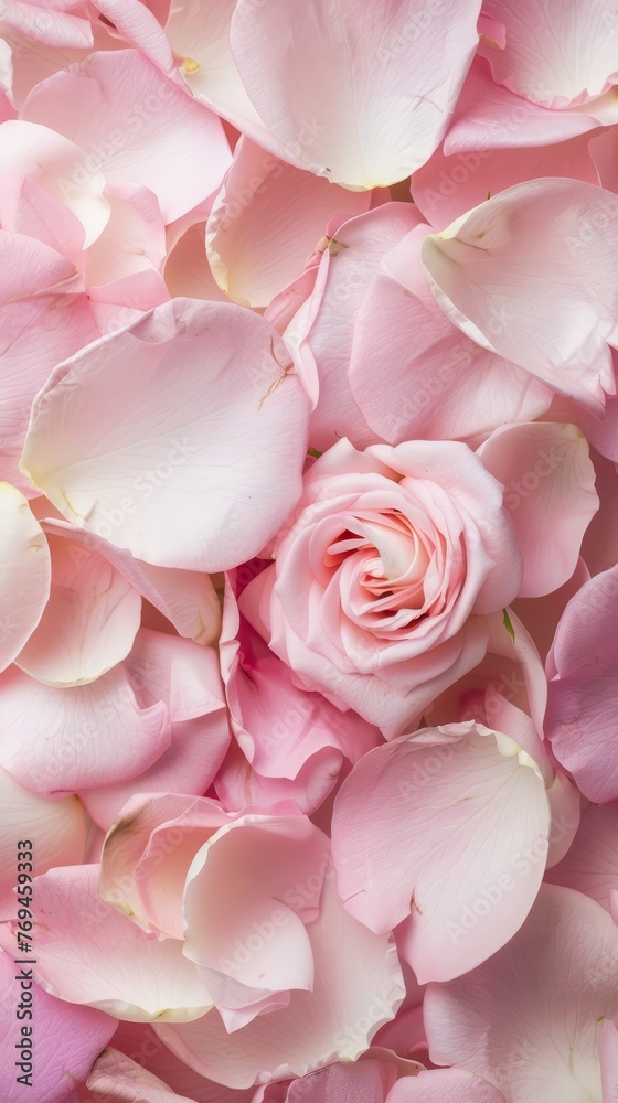 Fototapeta premium A cluster of pink flowers roses with delicate petals, creating a romantic and floral backdrop, background, wallpaper