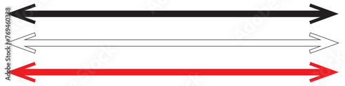 Horizontal dual thin long straight double ended arrow. eps 10. different colour.