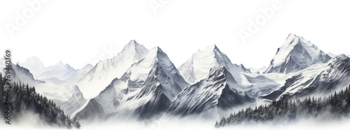 Picturesque landscape with majestic mountain peaks, cut out © Yeti Studio