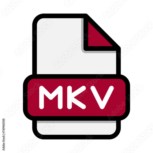 Mkv file icons. Flat file extension. icon video format symbols. Vector illustration. can be used for website interfaces, mobile applications and software photo