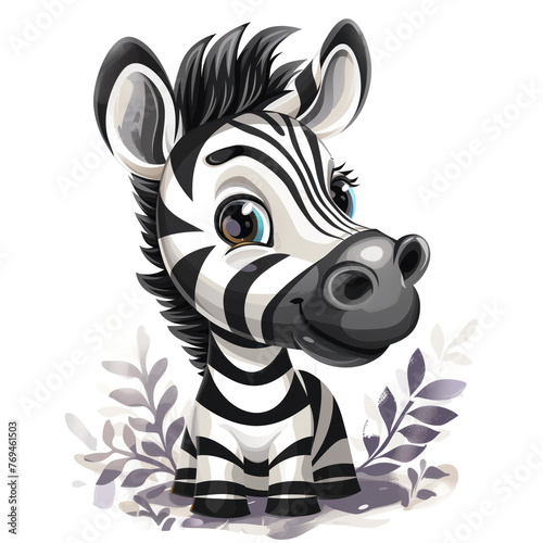 Cute Funny Cartoon Zebra  Illustration for Children Book  Generative AI