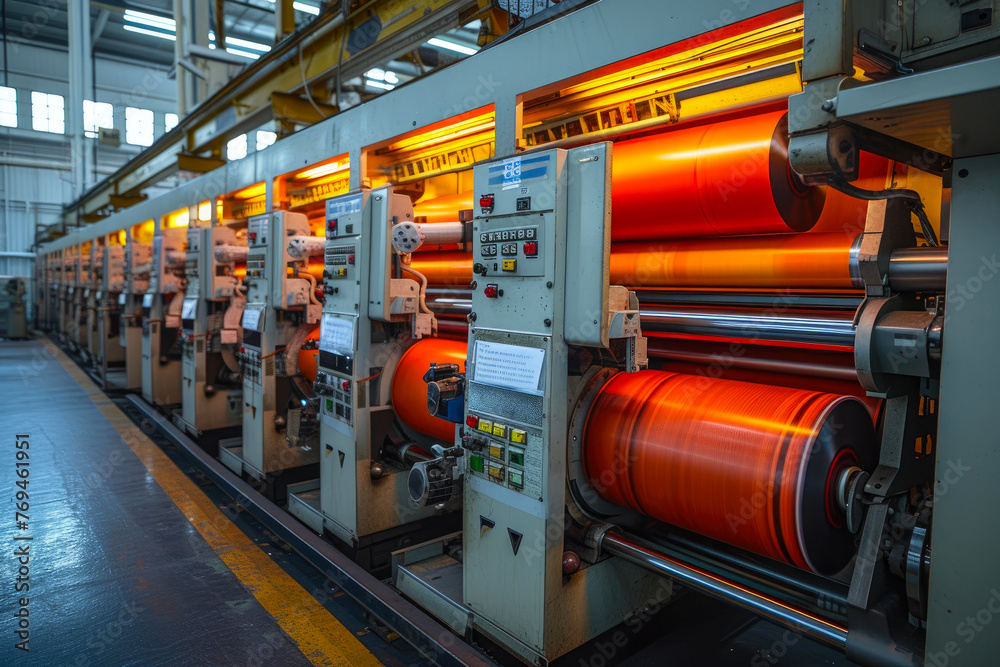 Modern Printing Facility: Operator Ensuring Print Quality Modern Printing Facility: Operator Ensuring Print Quality