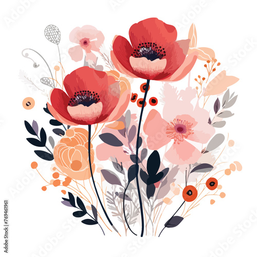 Abstract Flowers Clipart clipart isolated on white background