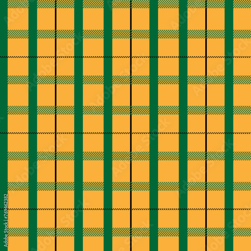  Green and orange color plaid checkered pattern.