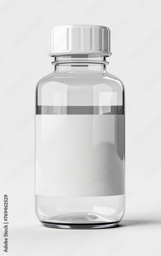 transparent medical bottle with a white label, no background, mockup transparent medical bottle with a white label, no background, mockup