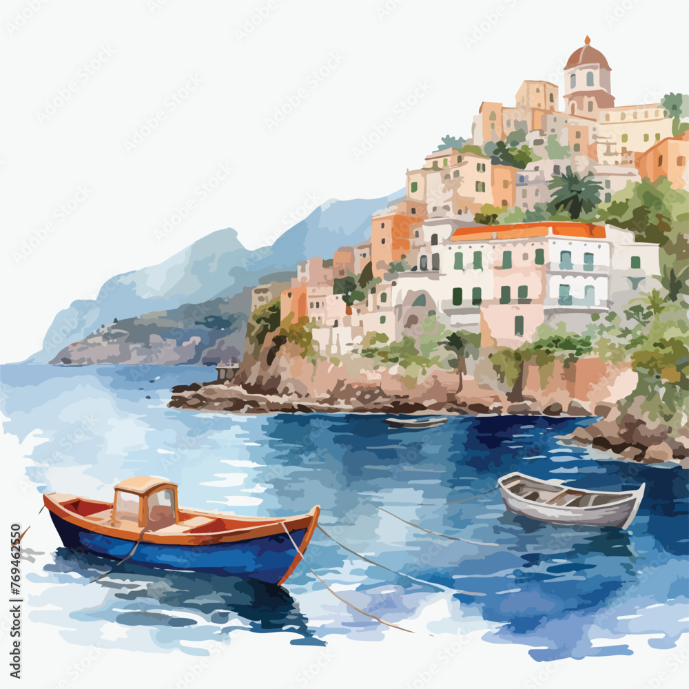 Amalfi Coast Watercolor Clipart clipart