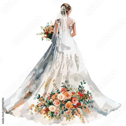 Bride Watercolor Clipart clipart isolated on white background © Mishab