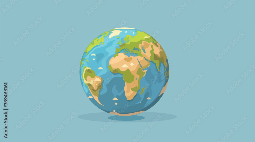 World map globe cartoon flat cartoon vactor illustr