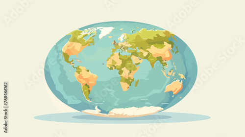 Fototapeta Naklejka Na Ścianę i Meble -  World map globe cartoon flat cartoon vactor illustr