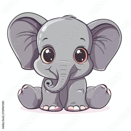 Cute cartoon elephant kawaii style animal baby elephant