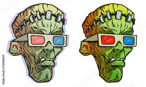 Frankenstein Monster with 3D Glasses